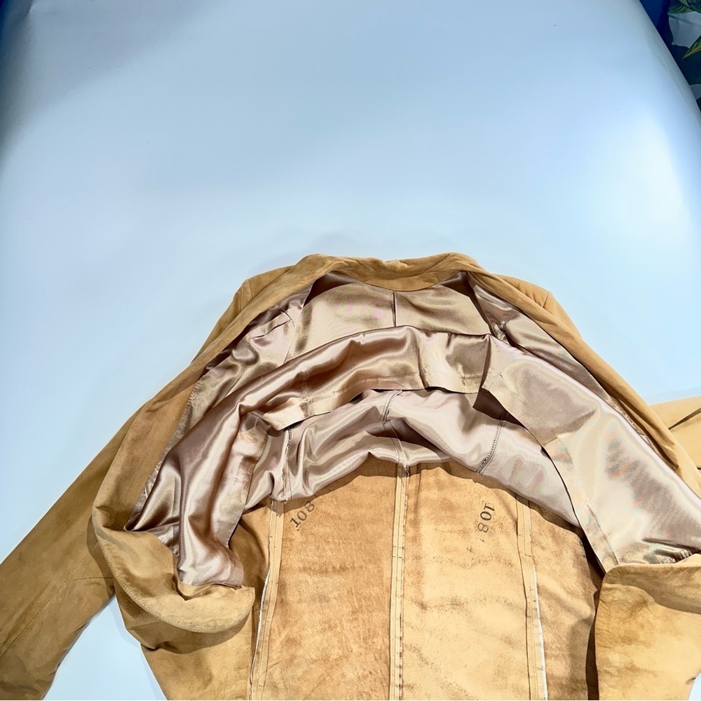 Lady Scully vintage boho suede open front jacket tan size 10 - Picture 10 of 15